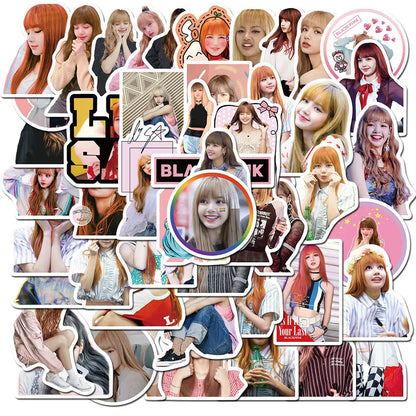 50pcs black Pink Combination Graffiti Girl Cartoon Sticker Suitcase Graffiti Decoration Waterproof Sticker
