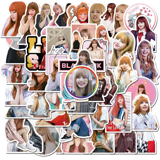 50pcs black Pink Combination Graffiti Girl Cartoon Sticker Suitcase Graffiti Decoration Waterproof Sticker