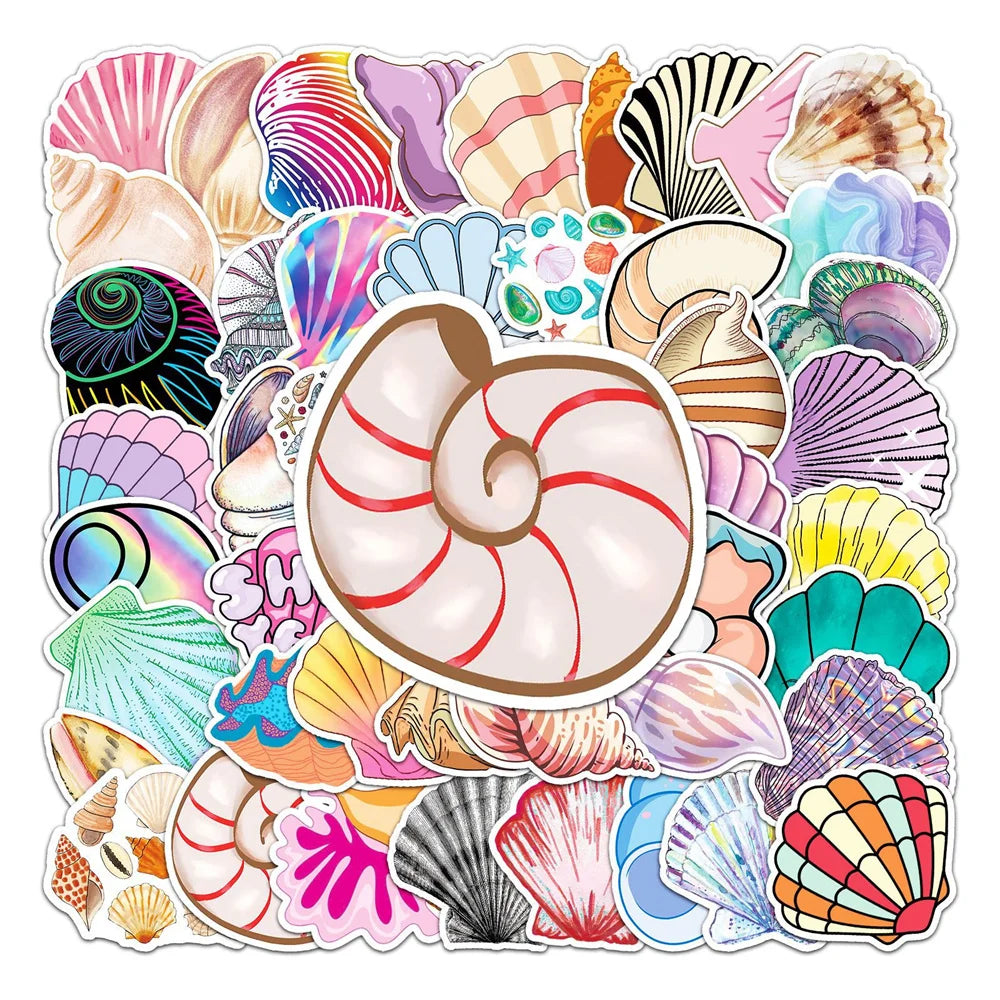 50PCS     ShellCartoon Suitcase Stickers Creative Graffiti Waterproof Suitcase Laptop Decoration Stickers