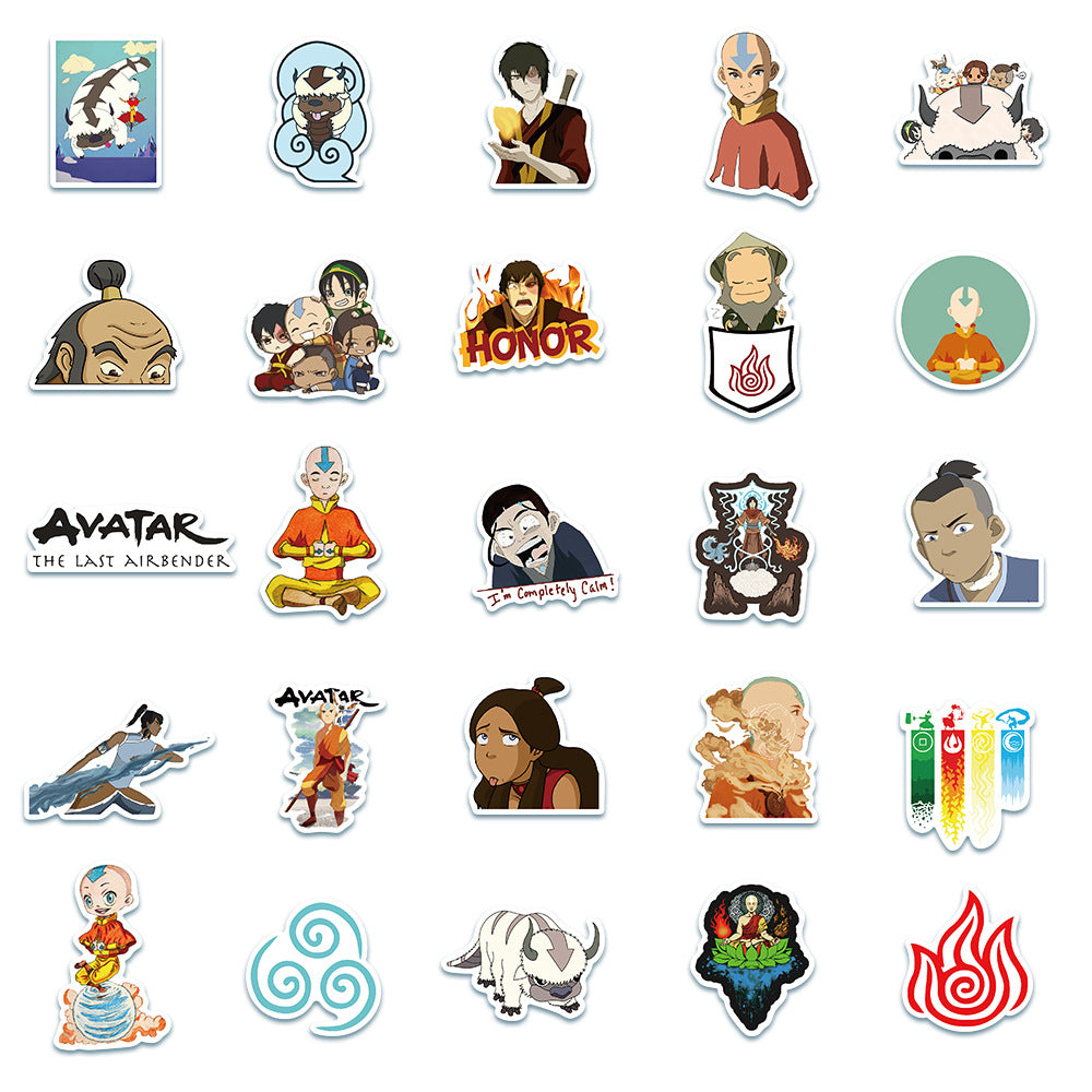 50PCS Avatar: The Last Airbender Character Doodle Stickers Perfect for laptops, helmets, skateboards, water bottles, pencil cases, and desktop decorations