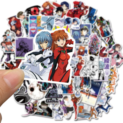 50PCS Evangelion (EVA) Inspired Stickers, Mecha & Angel Cartoon Doodles for Anime Fans and Tech Decals