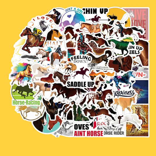 50PCS Equestrian Lovers Graffiti Horse Sticker DIY Laptop Skateboard Mobile Phone Decoration Gift Toy Sticker