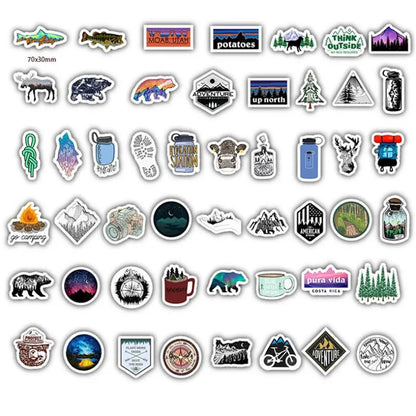 50PCS Car Outdoor Landscape Graffiti Waterproof Removable Luggage Skateboard Stickers Decorative Toys