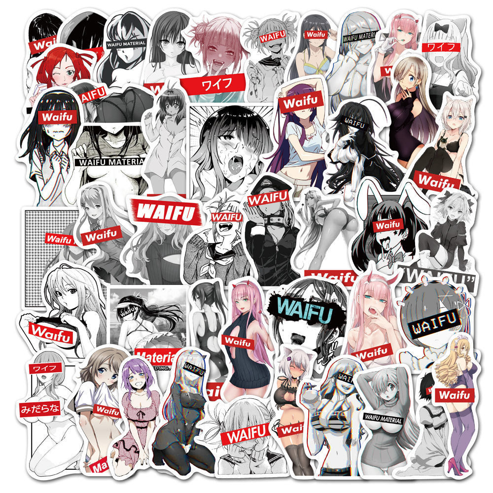 50PCS Anime Girl Stickers - Kawaii Manga Decals for Laptops, Planners, Water Bottles & Otaku Culture Gifts