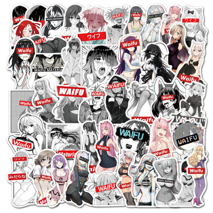 50PCS Anime Girl Stickers - Kawaii Manga Decals for Laptops, Planners, Water Bottles & Otaku Culture Gifts