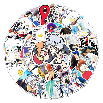 50pcs Japanese Animation Silver Soul Graffiti Sticker DIY Suitcase Notebook Guitar Star Sticker Waterproof
