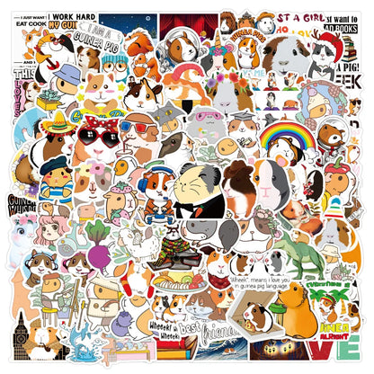 50PCS cartoon cute little pet hamster decorative style graffiti stickers, personalized, fashionable and creative trend DIY exquisite decorative decal cups, helmets, skateboard popular sticker toys