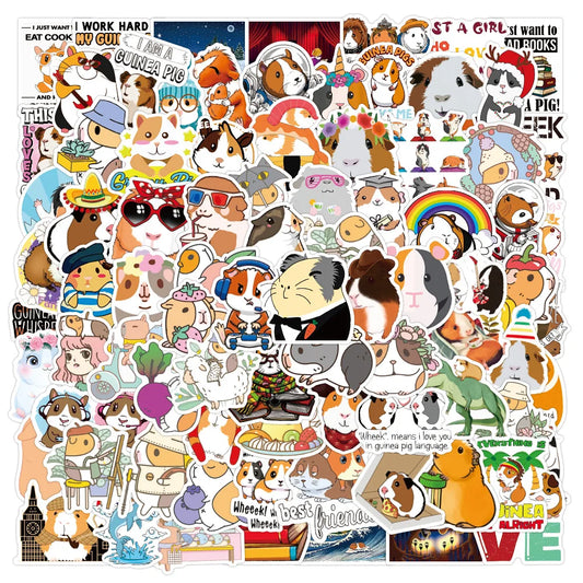 50PCS cartoon cute little pet hamster decorative style graffiti stickers, personalized, fashionable and creative trend DIY exquisite decorative decal cups, helmets, skateboard popular sticker toys