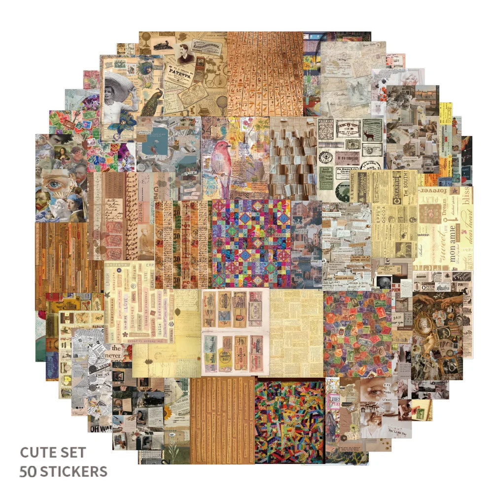 54PCS Retro Art Aesthetic Pattern Sticker Decal Laptop Skateboard Suitcase Gift Toy Waterproof Sticker