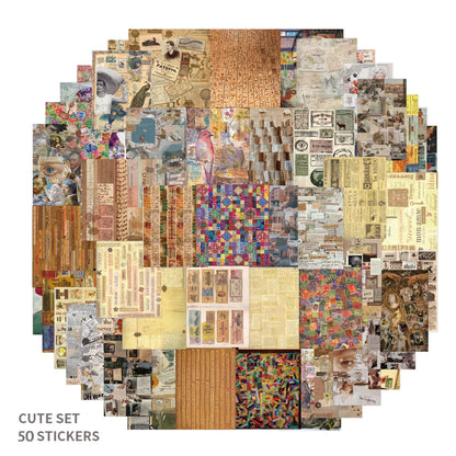 54PCS Retro Art Aesthetic Pattern Sticker Decal Laptop Skateboard Suitcase Gift Toy Waterproof Sticker