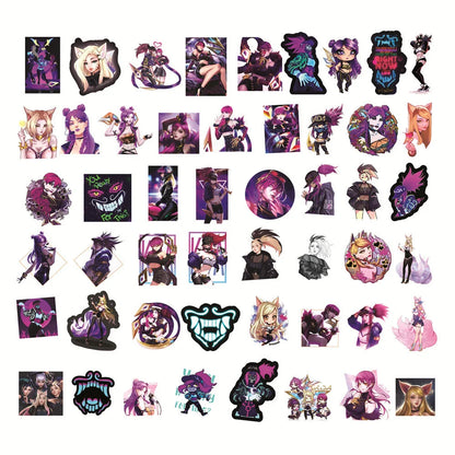 50PCS LOL Game KDA Graffiti Waterproof Sticker Suitcase Notebook Skateboard Refrigerator Stationery Box Water Cup