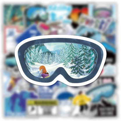 50PCS Personalized Skiing Cartoon Graffiti Waterproof Sticker Suitcase Notebook Refrigerator Skateboard Water Cup