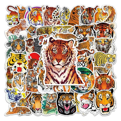 50PCS Tiger Graffiti Stickers Personality Cool Animal DIY Motorcycle Luggage Waterproof Stickers