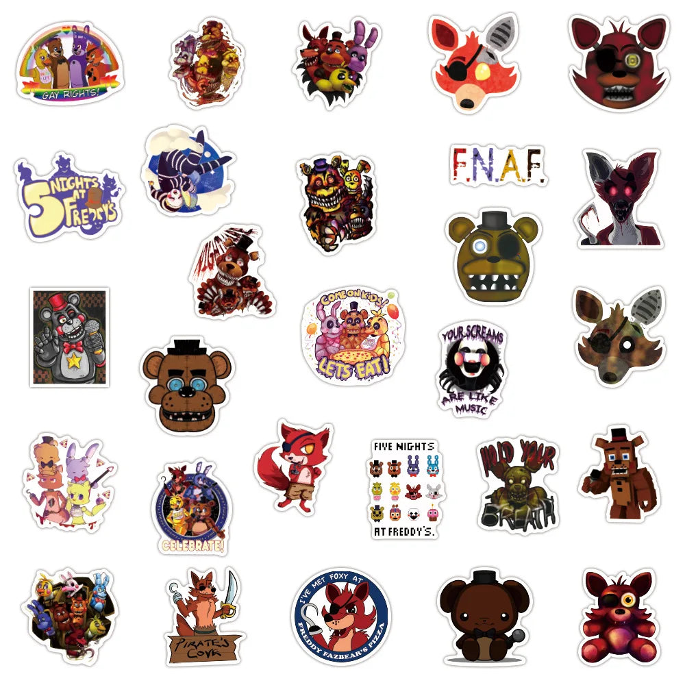 50PCS Teddy Bear's Five Night Harem Graffiti Sticker Notebook Skateboard Suitcase Waterproof Sticker Custom