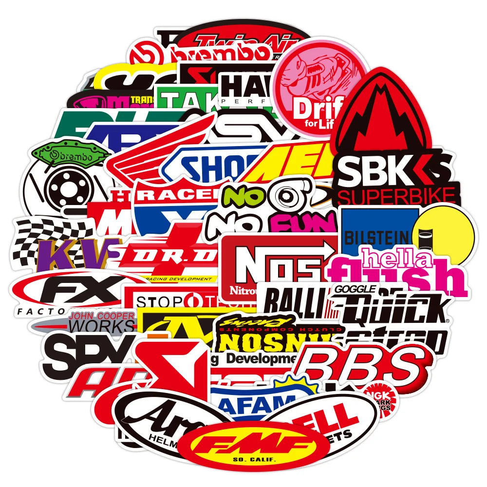 50PCS Racing Motorcycle JDM Graffiti Sticker Waterproof Notebook Water Cup Car Children's Refrigerator Custom