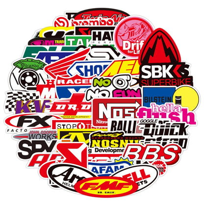 50PCS Racing Motorcycle JDM Graffiti Sticker Waterproof Notebook Water Cup Car Children's Refrigerator Custom
