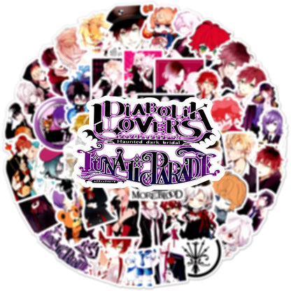 50PCS Diabolik Lovers Cartoon Graffiti Waterproof Sticker Trolley Case Notebook Car Refrigerator Helmet Water Cup