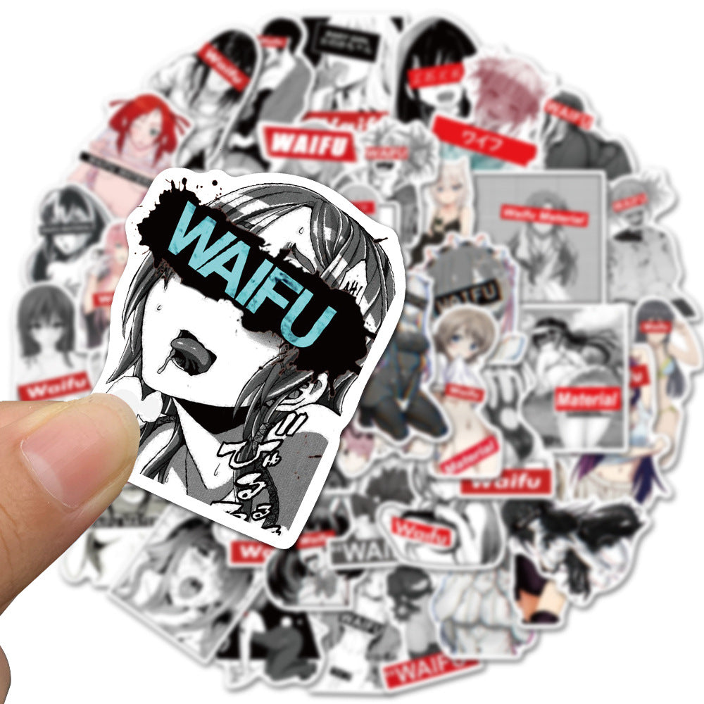 50PCS Anime Girl Stickers - Kawaii Manga Decals for Laptops, Planners, Water Bottles & Otaku Culture Gifts