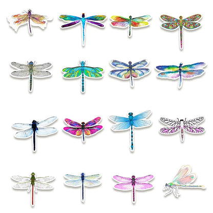 50PCS Summer Dragonfly Fresh Graffiti Decoration Computer Mobile Phone Water Cup Suitcase Waterproof Sticker