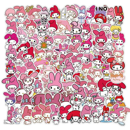 50PCS cartoon cute pink rabbit decorative style graffiti stickers, personalized, fashionable and creative DIY exquisite decorative decal cups, helmets, skateboard popular sticker toys