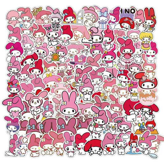 50PCS cartoon cute pink rabbit decorative style graffiti stickers, personalized, fashionable and creative DIY exquisite decorative decal cups, helmets, skateboard popular sticker toys