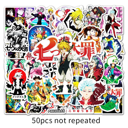 50PC Seven Deadly Sins Stickers Cartoon Personality Comics Suitcase Stickers DIY Skateboard Refrigerator Graffiti Stickers