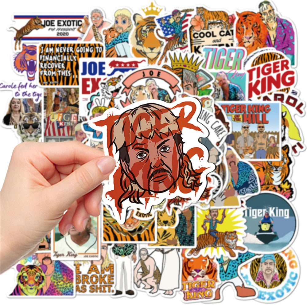 50PCS American Documentary Tiger Feeding Personalized Creative Decoration Graffiti Waterproof Sticker Skateboard