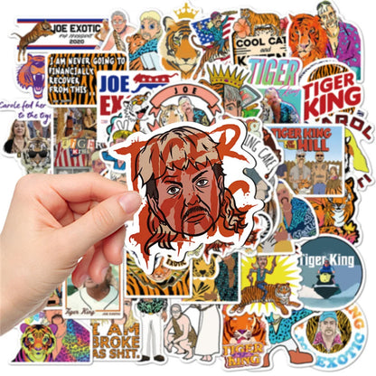 50PCS American Documentary Tiger Feeding Personalized Creative Decoration Graffiti Waterproof Sticker Skateboard