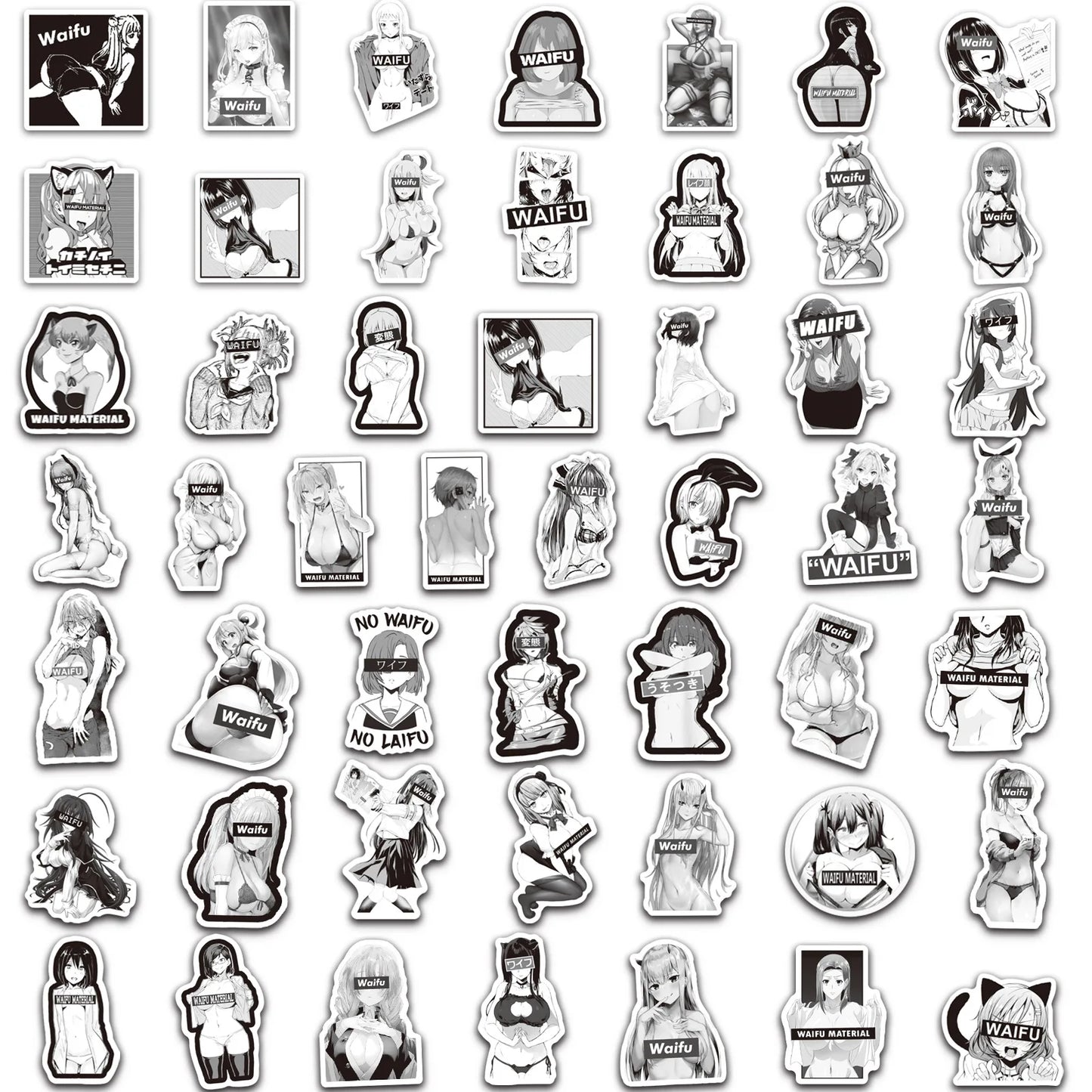 50PCS Japan Sexy Waifu Girl Graffiti Sticker Skateboard Notebook Water Cup Trolley Case Waterproof Sticker