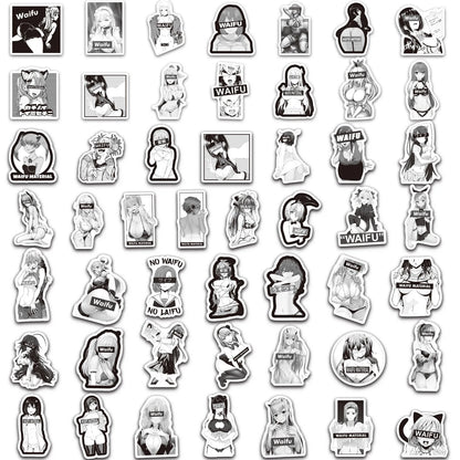 50PCS Japan Sexy Waifu Girl Graffiti Sticker Skateboard Notebook Water Cup Trolley Case Waterproof Sticker