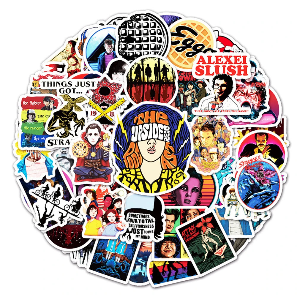 50PCS Stranger Things Cartoon Graffiti Stickers Luggage Laptop Phone Decoration Waterproof Stickers