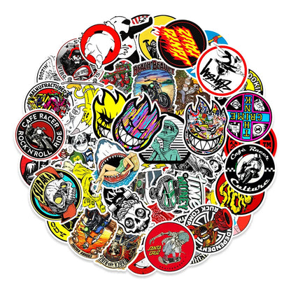 50PCS Personalized Skateboard Cartoon Graffiti Waterproof Sticker Suitcase Notebook Refrigerator Water Cup Helmet
