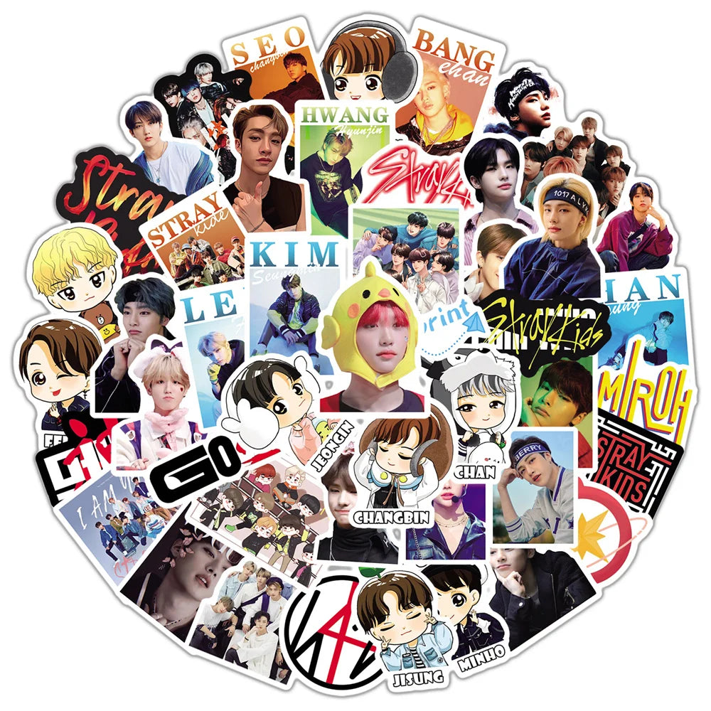 50 pieces of creative cartoon character graffiti stickers from Korean boy bands, personalized decorative notebooks, skateboards, guitars, suitcases, stickers and toys