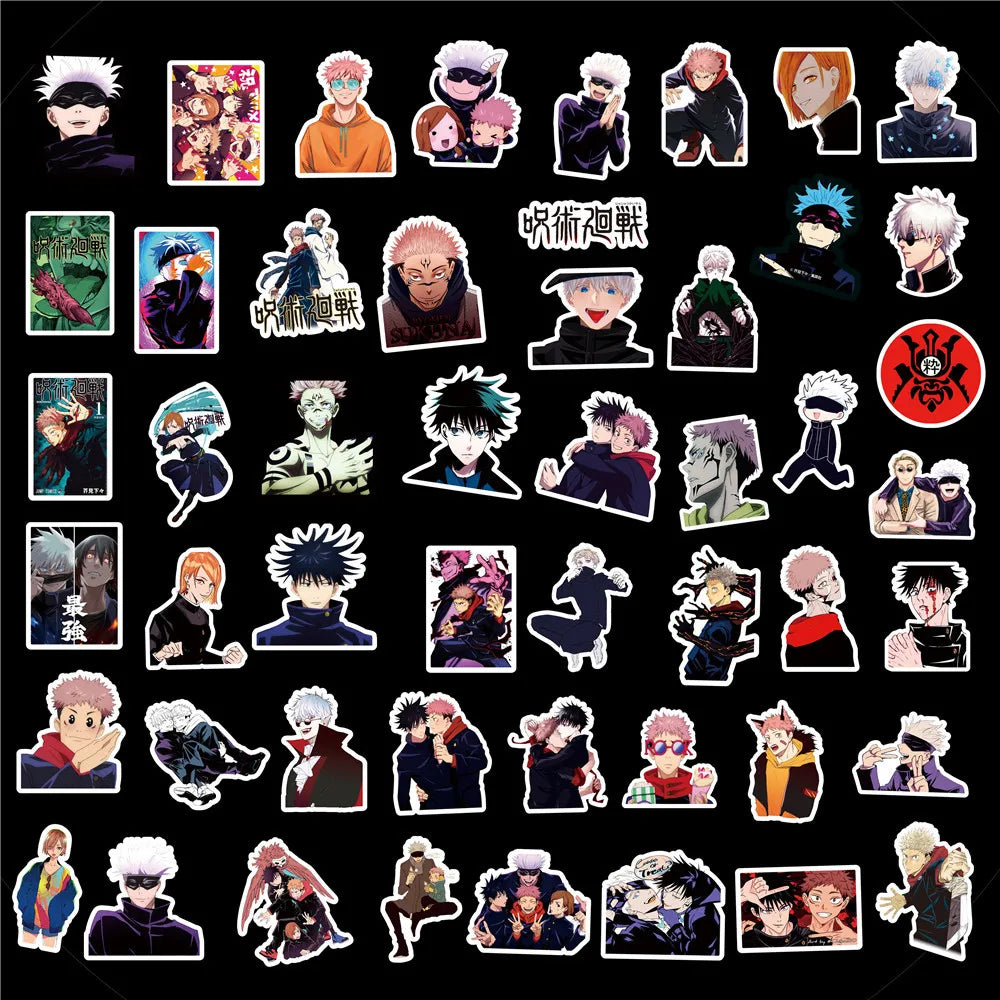 50PCS cartoon Japanese anime Jujutsu Kaisen graffiti stickers, personalized DIY motorcycle luggage, laptop, mobile phone waterproof decorative sticker toys