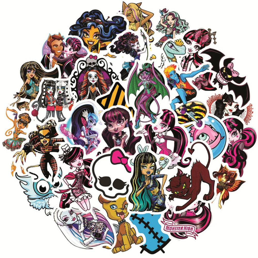 50PCS Monster High School Cartoon Graffiti Waterproof Sticker Suitcase Notebook Refrigerator Skateboard Water Cup