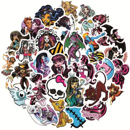 50PCS Monster High School Cartoon Graffiti Waterproof Sticker Suitcase Notebook Refrigerator Skateboard Water Cup