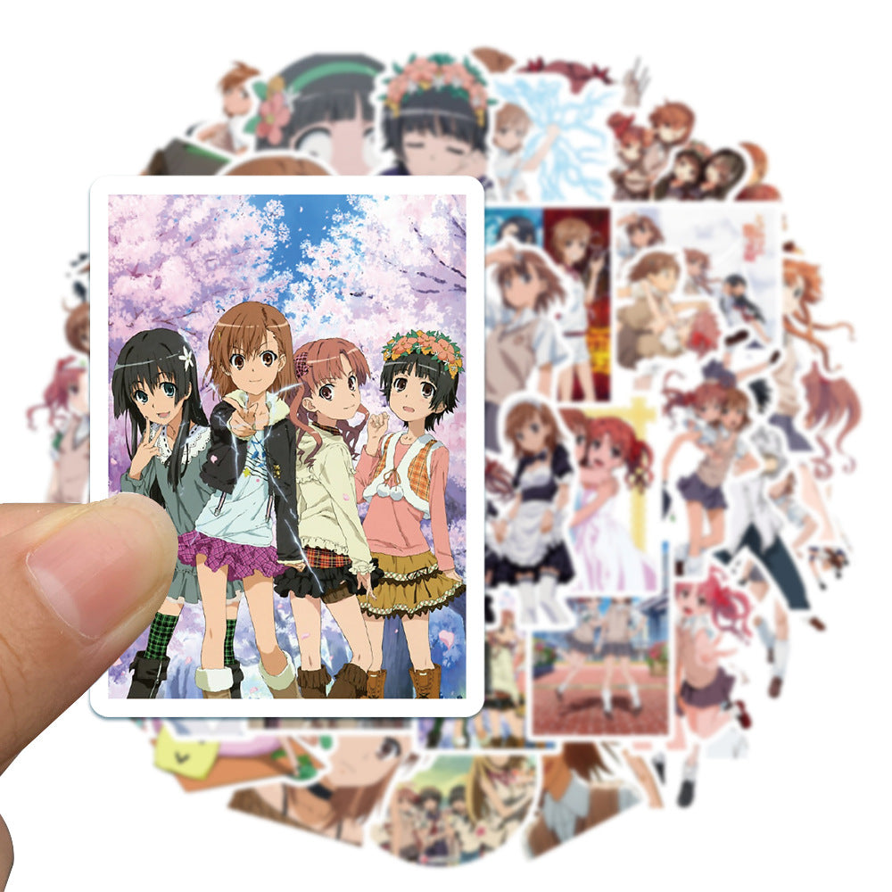 50PCS Misaka Mikoto "Railgun" Stickers, Cute Anime Girl with Electric Powers Doodles for Anime Collections