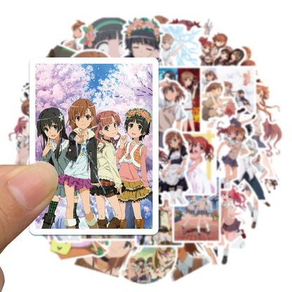 50PCS Misaka Mikoto "Railgun" Stickers, Cute Anime Girl with Electric Powers Doodles for Anime Collections