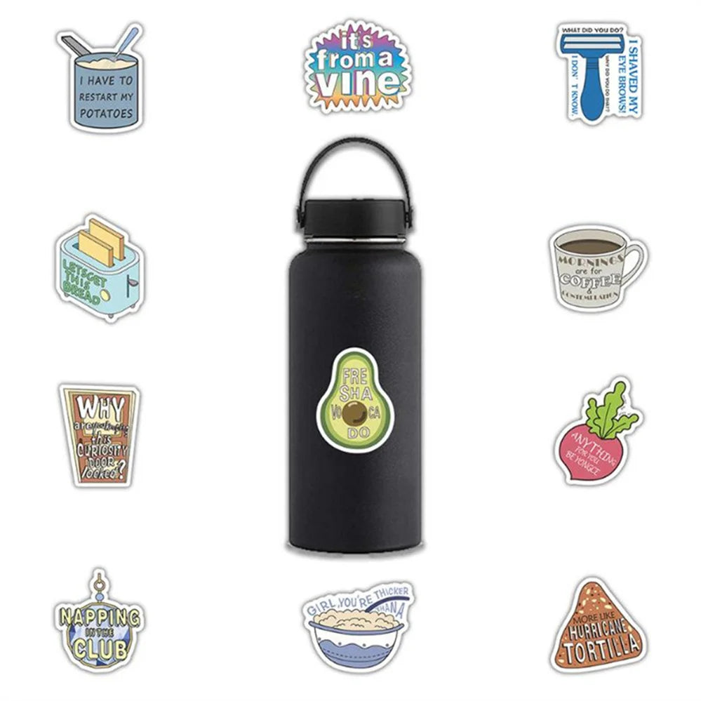 50PCS Cartoon Fruit Letter Series Skateboard Graffiti Diary Phone Case Decoration Waterproof Sticker Toy