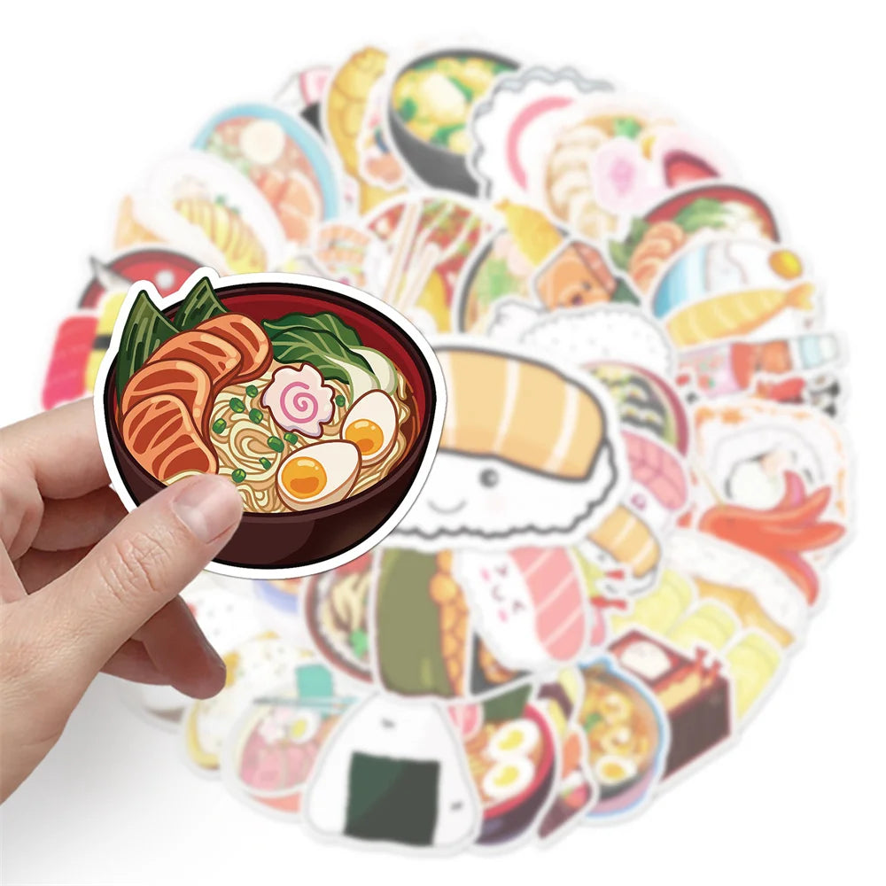 50PCS Japanese Food and Gourmet Luggage Stickers Creative Trend Graffiti Luggage Laptop Decoration Stickers