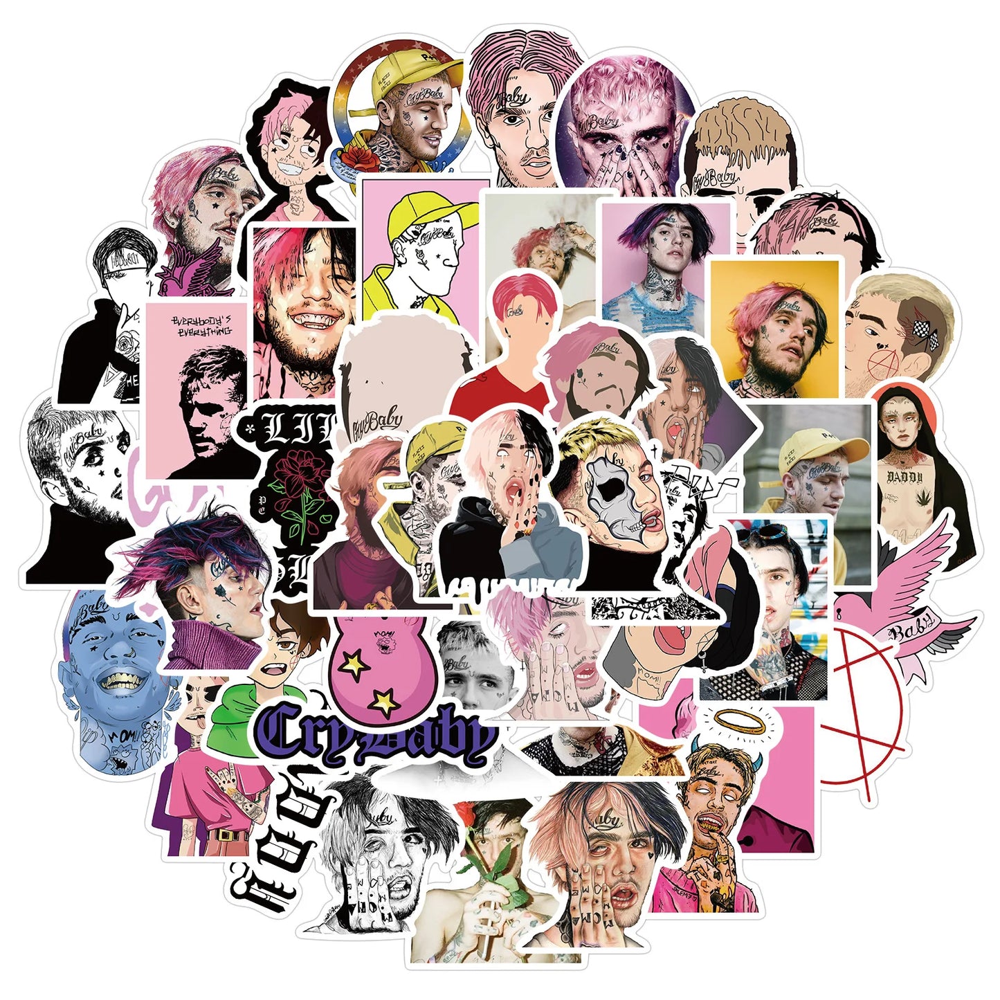 50PCS Rapper Lil Peep Graffiti Waterproof Sticker Suitcase Notebook Mobile Phone Refrigerator Skate board Water Cup