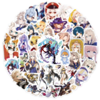 50 PCS Genshin Impact Cartoon Game Sticker Suitable for Laptop Skateboard Suitcase Mobile Phone Shell Sticker