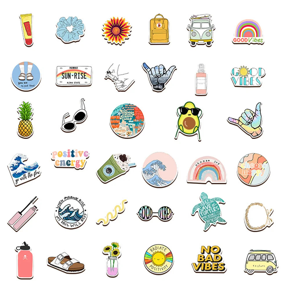 50PCS Vsco Style Simple Personality Graffiti Waterproof Sticker Suitcase Notebook Refrigerator SkateboardWaterCup