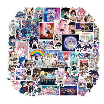50PCS Art Illustration Popular Creative Cartoon Game Twister Life Gacha Life Series Decorative Style Graffiti Stickers Personalised Fashion Creative DIY Exquisite Decorative Decals Suitable For Cups, Helmets, Skateboards Popular Stickers Toys