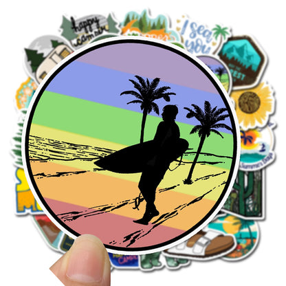50PCS Outdoor Adventure Stickers - Waterproof Vinyl Decals for Water Bottles, Hiking Gear, Camping Journals & Travel Scrapbooks