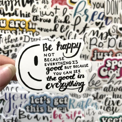 50PCS Cartoon Popular Inspirational Text Phone Case Graffiti Diary Skateboard Decoration Waterproof Stickers