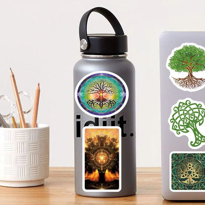 50PCS New Totem Tree of Life Graffiti Sticker Waterproof Luggage Laptop Scooter Water Cup Sticker