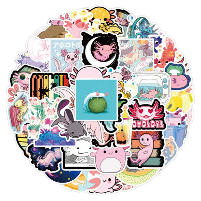 50PCS  New Cute Axolotl Graffiti Sticker Waterproof Luggage Laptop Scooter Water Cup Sticker