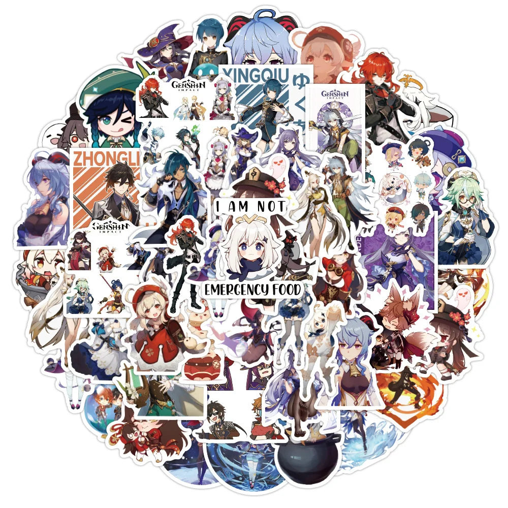 100PCS Anime Game Genshin Impact Stickers Graffiti For Laptop Luggage Bike Car Skateboard Guitar Waterproof Decal Toys