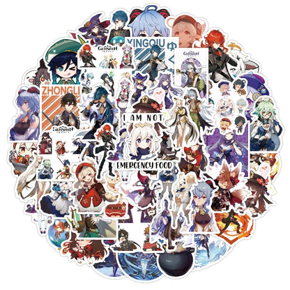 100PCS Anime Game Genshin Impact Stickers Graffiti For Laptop Luggage Bike Car Skateboard Guitar Waterproof Decal Toys
